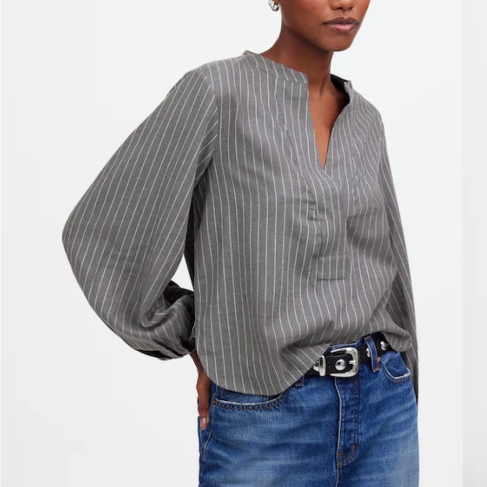 Gray Striped Women's Top